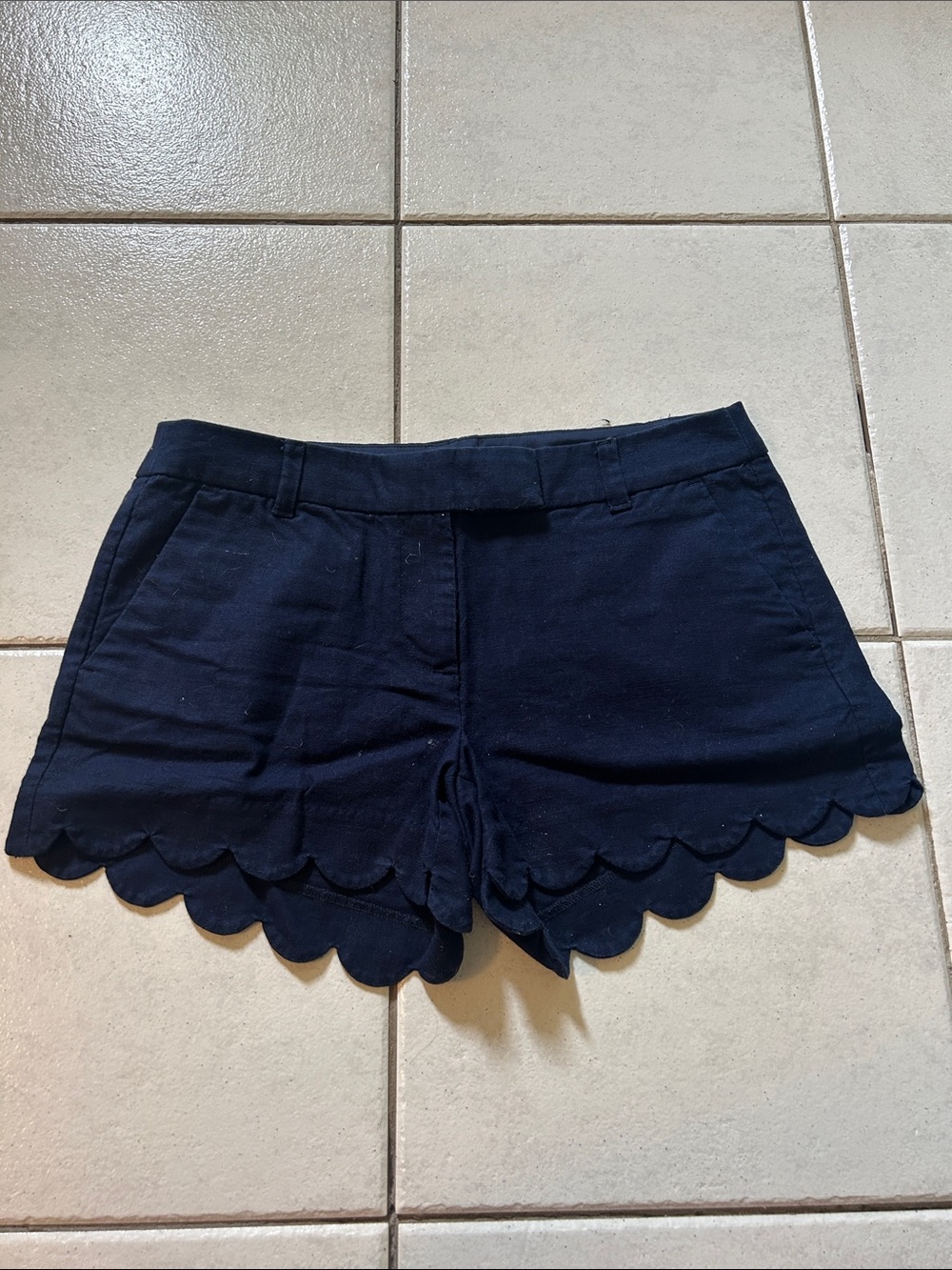 J Crew Women’s Navy Scallop Hem Shorts